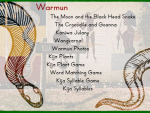 warmun language contents screen